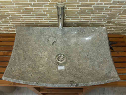 Waschbecken aus Marmor, grau, außen und innen poliert. BAWS18