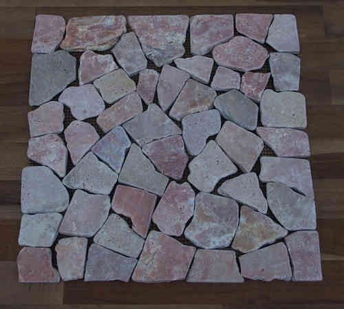 1 x Bruchmosaik (Karree) aus Marmor, rot.