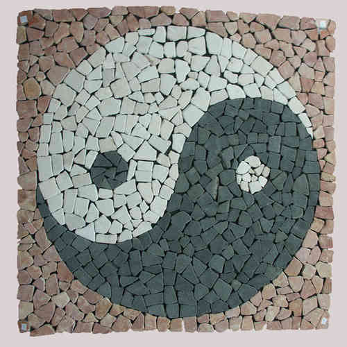 1 x Mosaik-Ornament Yin-Yang, Marmor, 90 cm x 90 cm