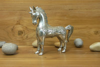 Pferdeskulptur versilbert, 26,5 cm lang.
