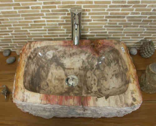 Waschbecken aus versteinertem / fossilem Holz BAFH31N